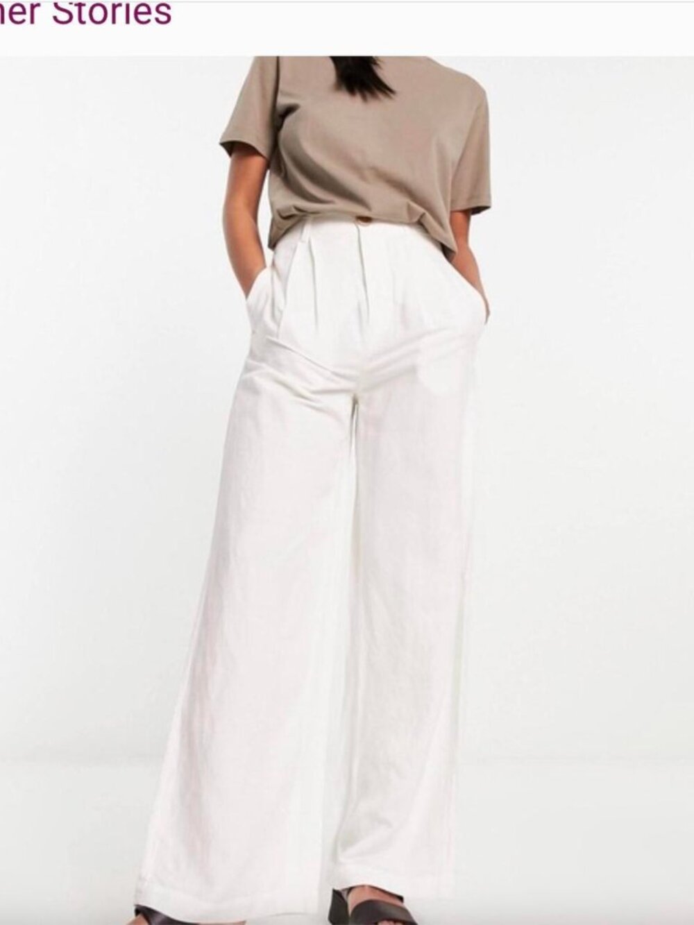 & Other Stories Los Angeles Atelier White Linen Wide-Leg Pants Size 4 XS/S